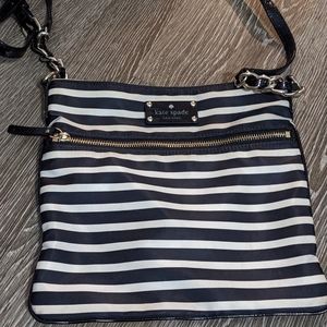 Kate Spade black and white striped crossbody purse